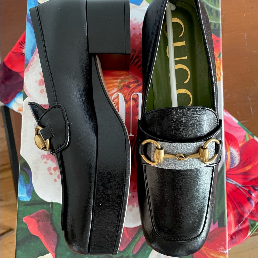 Brand New Authentic Gucci Houdan 15 Platform Loafer Black 36